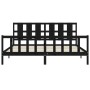 Bed frame with black solid wood headboard 200x200 cm by vidaXL, Beds and slatted bases - Ref: Foro24-3192255, Price: 215,96 €...