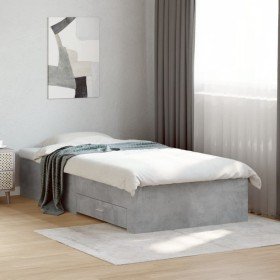 Cama con cajones madera de ingeniería gris hormigón 75x190 cm