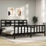 Bed frame with black solid wood headboard 200x200 cm by vidaXL, Beds and slatted bases - Ref: Foro24-3192580, Price: 207,77 €...