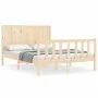 Estructura de cama de matrimonio con cabecero madera maciza de vidaXL, Camas y somieres - Ref: Foro24-3192591, Precio: 122,42...