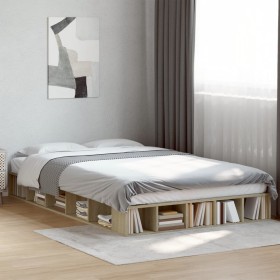 Estructura de cama madera de ingeniería roble Sonoma 120x200 cm en Camas y somieres | Comprar online en Foro24