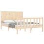 Double bed frame with solid wood headboard by vidaXL, Beds and slatted bases - Ref: Foro24-3192591, Price: 123,99 €, Discount: %