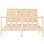 Double bed frame with solid wood headboard by vidaXL, Beds and slatted bases - Ref: Foro24-3192591, Price: 123,99 €, Discount: %