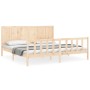 Bed frame with solid wood headboard 200x200 cm by vidaXL, Beds and slatted bases - Ref: Foro24-3192641, Price: 171,55 €, Disc...