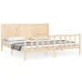 Bed frame with solid wood headboard 200x200 cm by vidaXL, Beds and slatted bases - Ref: Foro24-3192641, Price: 169,48 €, Disc...