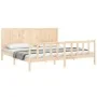 Bed frame with solid wood headboard 200x200 cm by vidaXL, Beds and slatted bases - Ref: Foro24-3192641, Price: 169,48 €, Disc...