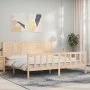 Bed frame with solid wood headboard 200x200 cm by vidaXL, Beds and slatted bases - Ref: Foro24-3192641, Price: 169,48 €, Disc...