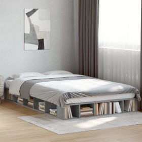 Estructura de cama madera de ingeniería gris hormigón 135x190cm Estructura de cama madera de ingeniería gris hormigón 135x190cm