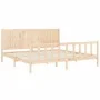 Bed frame with solid wood headboard 200x200 cm by vidaXL, Beds and slatted bases - Ref: Foro24-3192641, Price: 169,48 €, Disc...