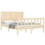 Bed frame with solid wood headboard 120x200 cm by vidaXL, Beds and slatted bases - Ref: Foro24-3192616, Price: 124,33 €, Disc...