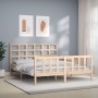 Bed frame with solid wood headboard 160x200 cm by vidaXL, Beds and slatted bases - Ref: Foro24-3192111, Price: 131,01 €, Disc...