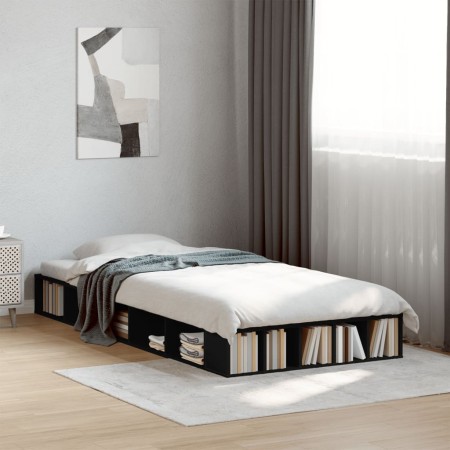Estructura de cama madera de ingeniería negra 75x190 cm