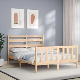 Bed frame with solid wood headboard 120x200 cm by vidaXL, Beds and slatted bases - Ref: Foro24-3192031, Price: 114,12 €, Disc...