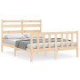Bed frame with solid wood headboard 120x200 cm by vidaXL, Beds and slatted bases - Ref: Foro24-3192031, Price: 115,54 €, Disc...