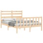Bed frame with solid wood headboard 120x200 cm by vidaXL, Beds and slatted bases - Ref: Foro24-3192031, Price: 115,54 €, Disc...