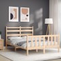 Bed frame with solid wood headboard 120x200 cm by vidaXL, Beds and slatted bases - Ref: Foro24-3192031, Price: 115,54 €, Disc...