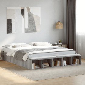 Estructura de cama madera de ingeniería gris Sonoma 200x200 cm Estructura de cama madera de ingeniería gris Sonoma 200x200 cm