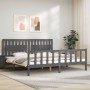 Estructura de cama con cabecero madera maciza gris 200x200 cm de vidaXL, Camas y somieres - Ref: Foro24-3192448, Precio: 185,...