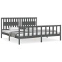 Estructura de cama con cabecero madera maciza gris 200x200 cm de vidaXL, Camas y somieres - Ref: Foro24-3192448, Precio: 185,...