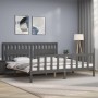 Estructura de cama con cabecero madera maciza gris 200x200 cm de vidaXL, Camas y somieres - Ref: Foro24-3192448, Precio: 185,...