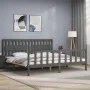 Gray solid wood bed frame with headboard 200x200 cm by vidaXL, Beds and slatted bases - Ref: Foro24-3192448, Price: 183,62 €,...