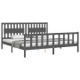 Estructura de cama con cabecero madera maciza gris 200x200 cm de vidaXL, Camas y somieres - Ref: Foro24-3192448, Precio: 185,...