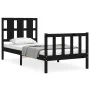 Bed frame with black solid wood headboard 100x200 cm by vidaXL, Beds and slatted bases - Ref: Foro24-3192225, Price: 136,56 €...