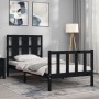 Bed frame with black solid wood headboard 100x200 cm by vidaXL, Beds and slatted bases - Ref: Foro24-3192225, Price: 138,35 €...