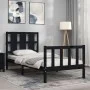 Bed frame with black solid wood headboard 100x200 cm by vidaXL, Beds and slatted bases - Ref: Foro24-3192225, Price: 136,56 €...