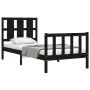 Bed frame with black solid wood headboard 100x200 cm by vidaXL, Beds and slatted bases - Ref: Foro24-3192225, Price: 136,56 €...