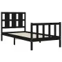 Bed frame with black solid wood headboard 100x200 cm by vidaXL, Beds and slatted bases - Ref: Foro24-3192225, Price: 136,56 €...