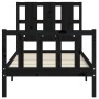 Bed frame with black solid wood headboard 100x200 cm by vidaXL, Beds and slatted bases - Ref: Foro24-3192225, Price: 138,35 €...