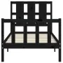 Bed frame with black solid wood headboard 100x200 cm by vidaXL, Beds and slatted bases - Ref: Foro24-3192225, Price: 136,56 €...