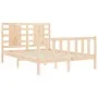 Bed frame with solid wood headboard 120x200 cm by vidaXL, Beds and slatted bases - Ref: Foro24-3192811, Price: 120,67 €, Disc...