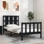 Estructura de cama individual con cabecero madera maciza negro de vidaXL, Camas y somieres - Ref: Foro24-3192195, Precio: 123...