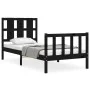 Estructura de cama individual con cabecero madera maciza negro de vidaXL, Camas y somieres - Ref: Foro24-3192195, Precio: 123...