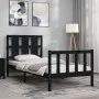Estructura de cama individual con cabecero madera maciza negro de vidaXL, Camas y somieres - Ref: Foro24-3192195, Precio: 123...