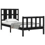Single bed frame with black solid wood headboard by vidaXL, Beds and slatted bases - Ref: Foro24-3192195, Price: 125,38 €, Di...