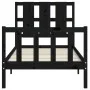 Estructura de cama individual con cabecero madera maciza negro de vidaXL, Camas y somieres - Ref: Foro24-3192195, Precio: 123...