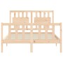 Bed frame with solid wood headboard 120x200 cm by vidaXL, Beds and slatted bases - Ref: Foro24-3192421, Price: 122,82 €, Disc...