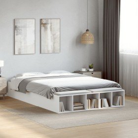 Estructura de cama madera de ingeniería blanca 135x190 cm Estructura de cama madera de ingeniería blanca 135x190 cm
