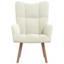 Sillón de relax de terciopelo blanco crema