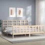 Bed frame with solid wood headboard 200x200 cm by vidaXL, Beds and slatted bases - Ref: Foro24-3192121, Price: 141,05 €, Disc...
