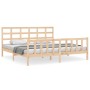 Bed frame with solid wood headboard 200x200 cm by vidaXL, Beds and slatted bases - Ref: Foro24-3192121, Price: 142,82 €, Disc...