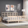 Bed frame with solid wood headboard 200x200 cm by vidaXL, Beds and slatted bases - Ref: Foro24-3192121, Price: 142,82 €, Disc...