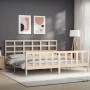 Bed frame with solid wood headboard 200x200 cm by vidaXL, Beds and slatted bases - Ref: Foro24-3192121, Price: 141,05 €, Disc...