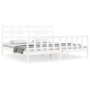 White solid wood bed frame with headboard 200x200 cm by vidaXL, Beds and slatted bases - Ref: Foro24-3192577, Price: 159,90 €...