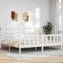 White solid wood bed frame with headboard 200x200 cm by vidaXL, Beds and slatted bases - Ref: Foro24-3192577, Price: 157,54 €...