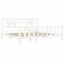 White solid wood bed frame with headboard 200x200 cm by vidaXL, Beds and slatted bases - Ref: Foro24-3192577, Price: 157,54 €...