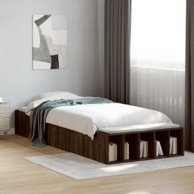Estructura de cama madera de ingeniería marrón roble 100x200 cm en Camas y somieres | Comprar online en Foro24